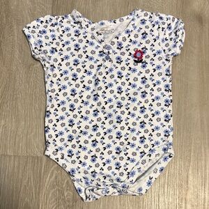 Floral Blue and White Kids One Piece